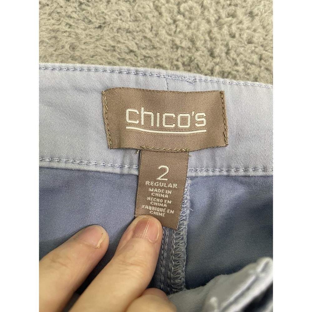 Chicos Stretch Pants Baby Blue Womens 12 (2) Straight Leg Mid Rise - Picture 2 of 7
